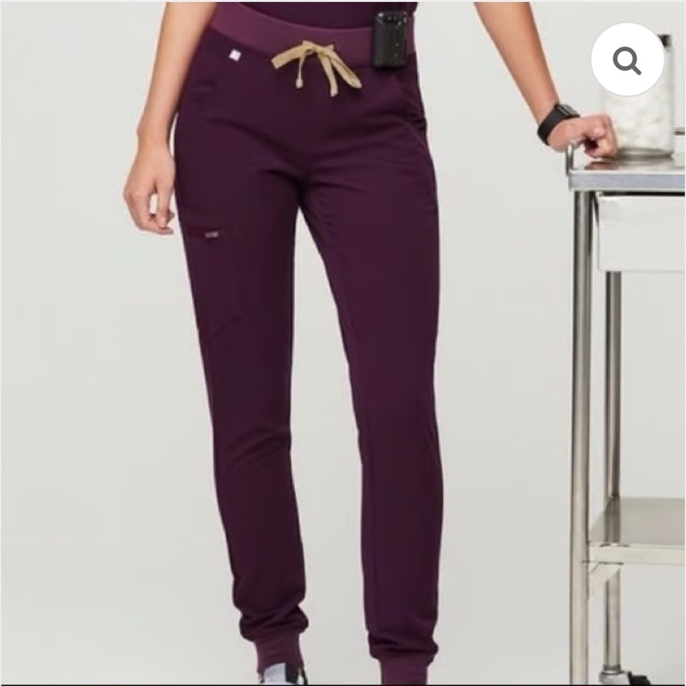 Figs Purple Joggers with Tan Drawstring XS